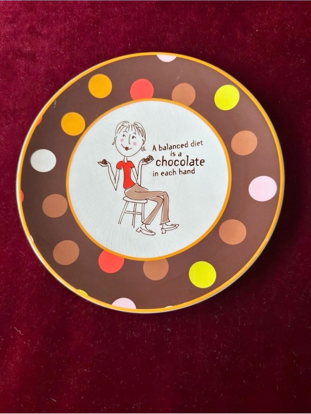 Cracker Barrel Sweet Indulgence Plate Wendy Bentley Chocolate Polka Dot Vintage